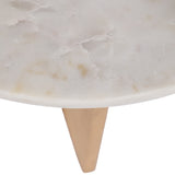 Plumas White/Natural Wood and Marble Combo Accent Table