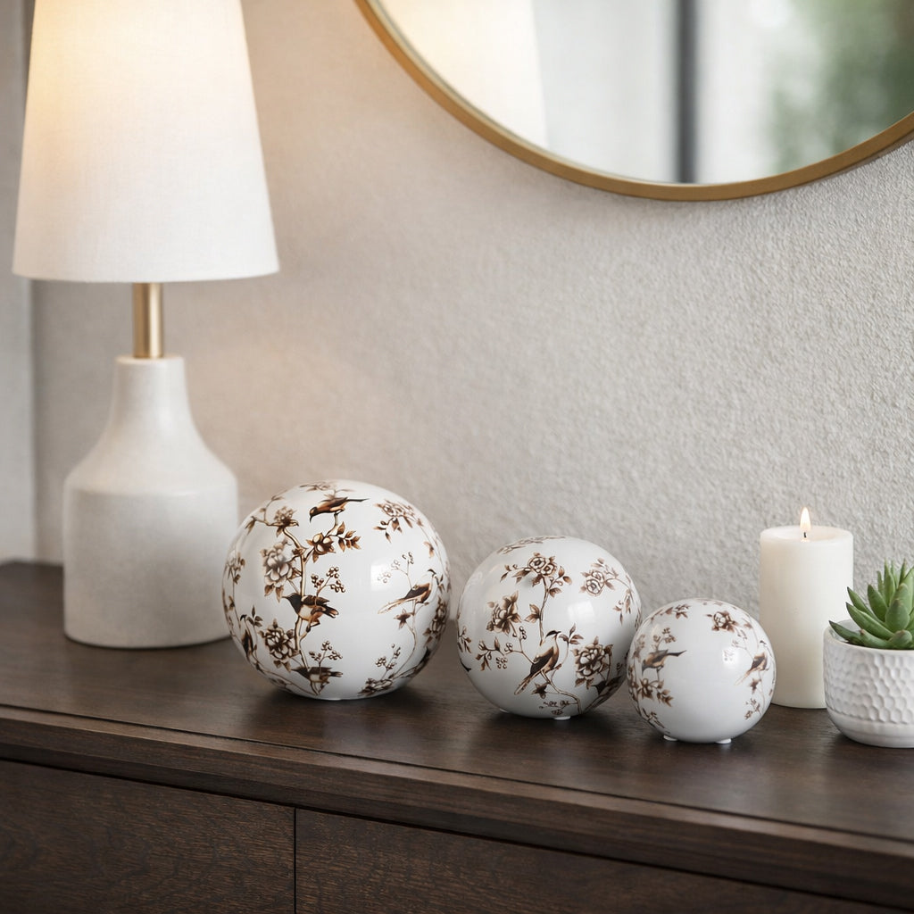 Maxbrook Brown/White Orbs (Set of 3)