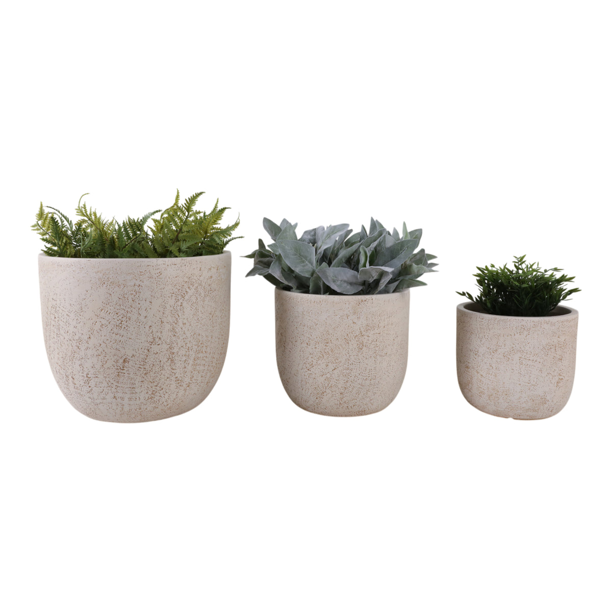 Calexico Ivory Cement Texture Resin Planters (Set of 3) - 22136EC