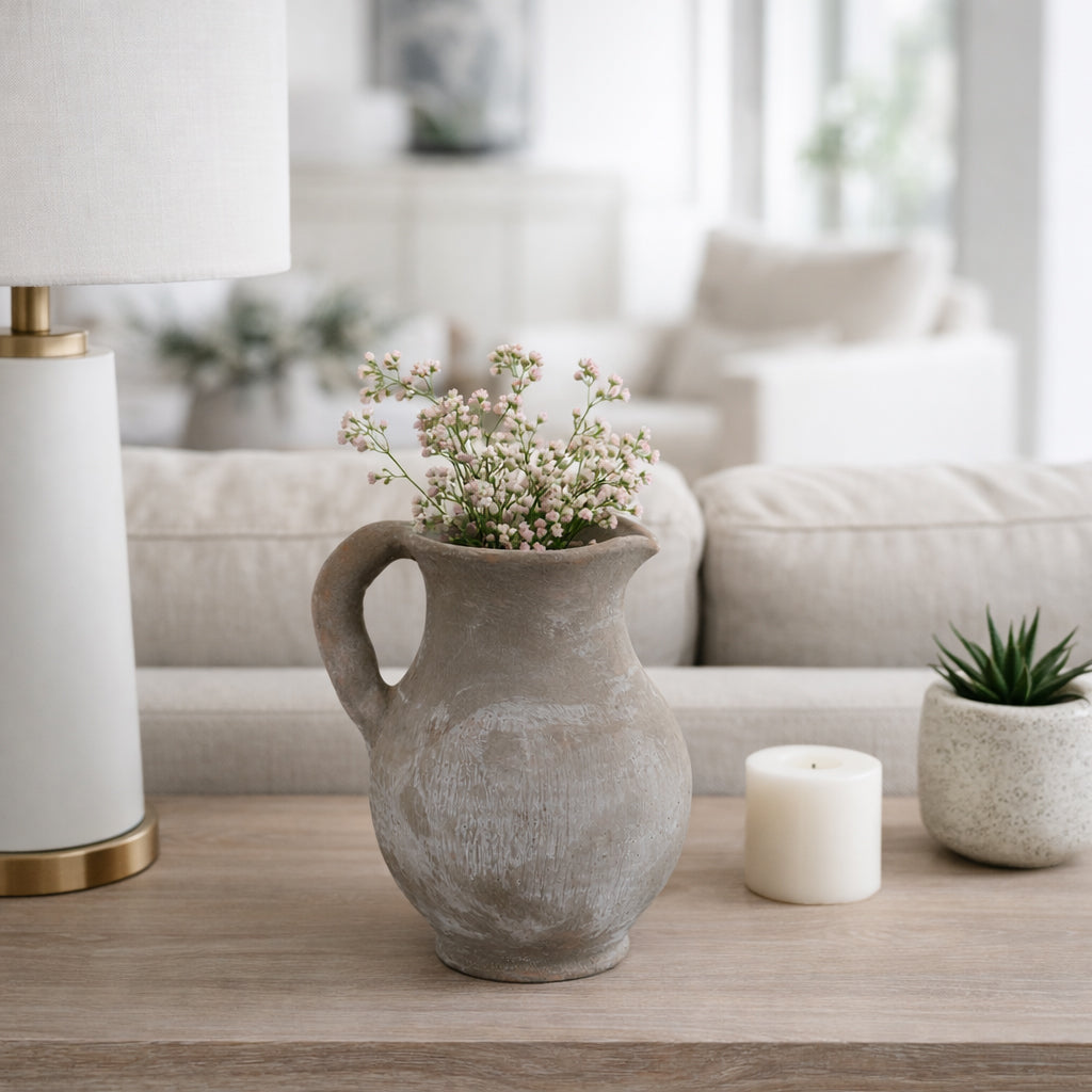 Fernbridge Washed Gray/Ivory Terracotta Jug Vase