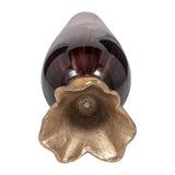 Ripperdan Bronze Glass Vase with Leaf Base
