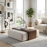 Drydenford Ivory/Brown Square Ottoman with Wood Table