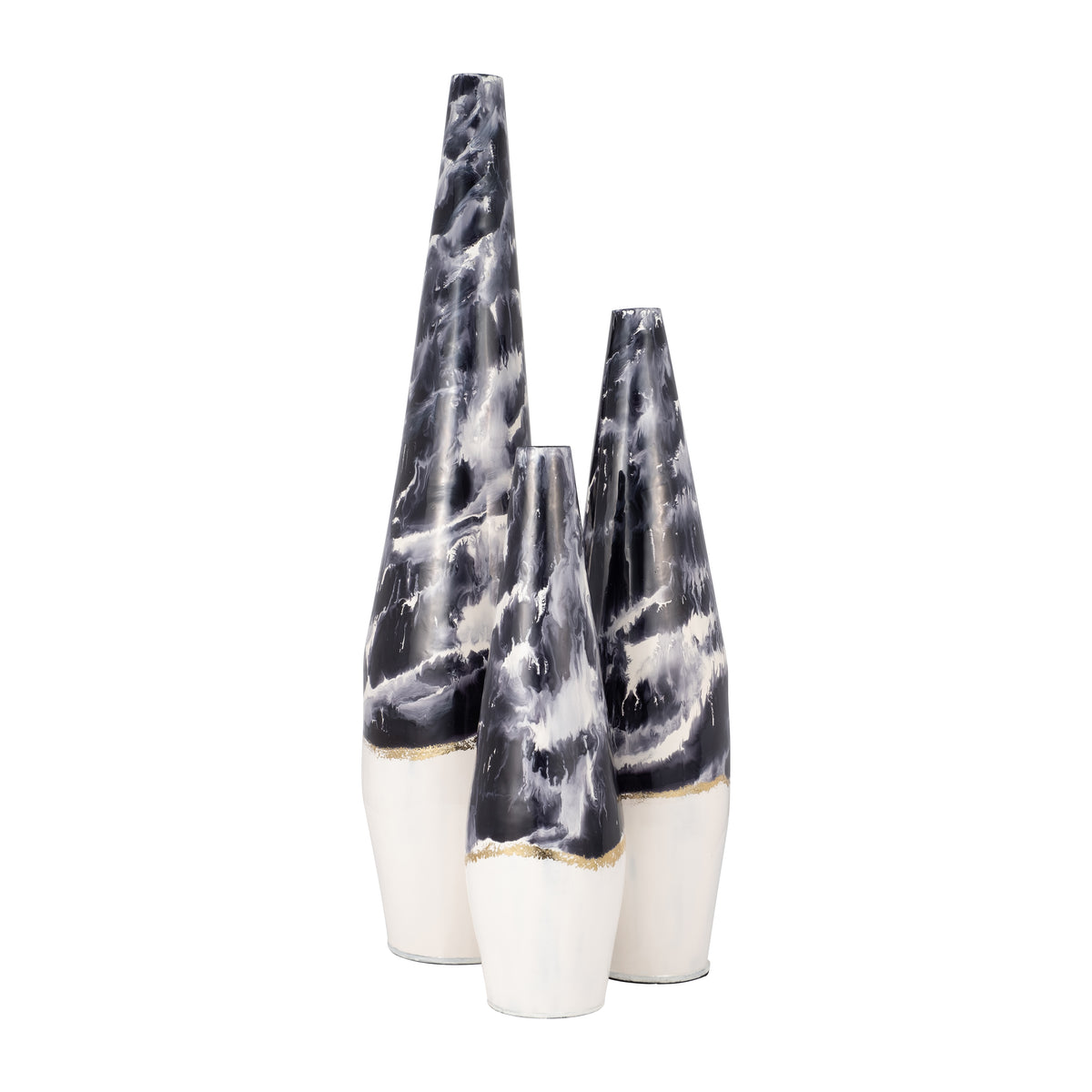 Chappo Ivory/Navy Metal Neptune Floor Vase