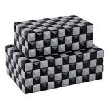 Cobb Black/White 3d Checkerboard Boxes (Set of 2)