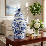 Miamoor Blue Temple Jar with Bird and Flower Design