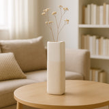 Coromar Ivory Ceramic Squared Grooved Vase