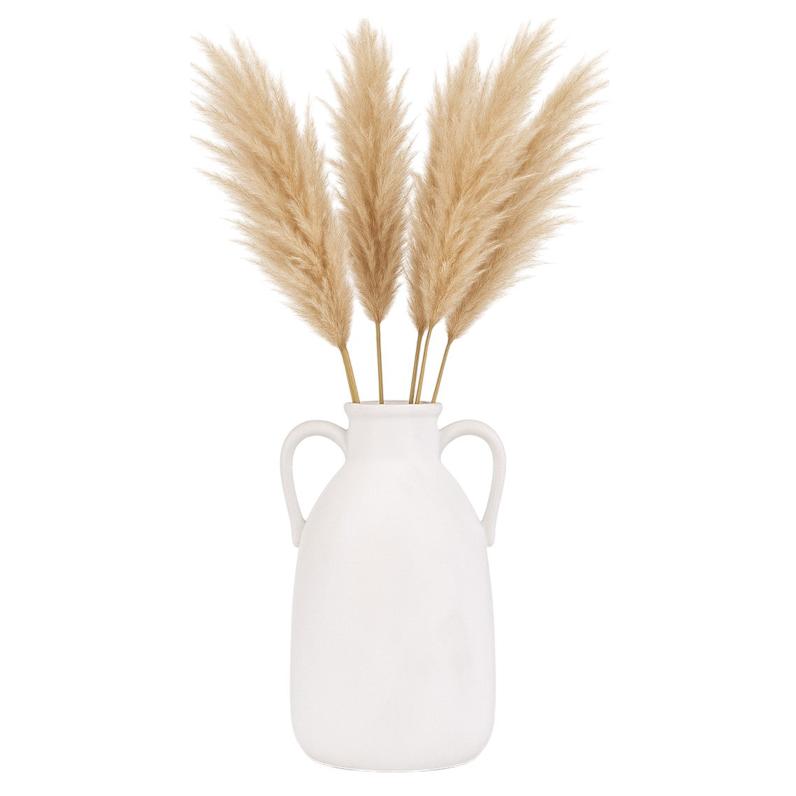 White Rock White Ceramic Eared Vase