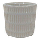 Poway Ivory Santal Ribbed Footed Candle