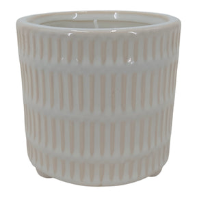 Poway Ivory Santal Ribbed Footed Candle