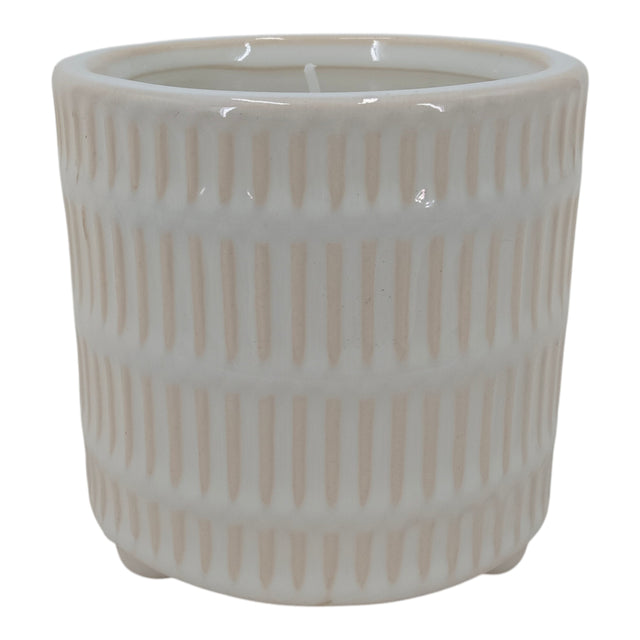 Poway Ivory Santal Ribbed Footed Candle