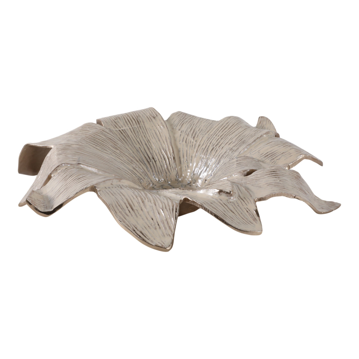 Valencia Ivory/Gold Blooming Flower Metal Bowl