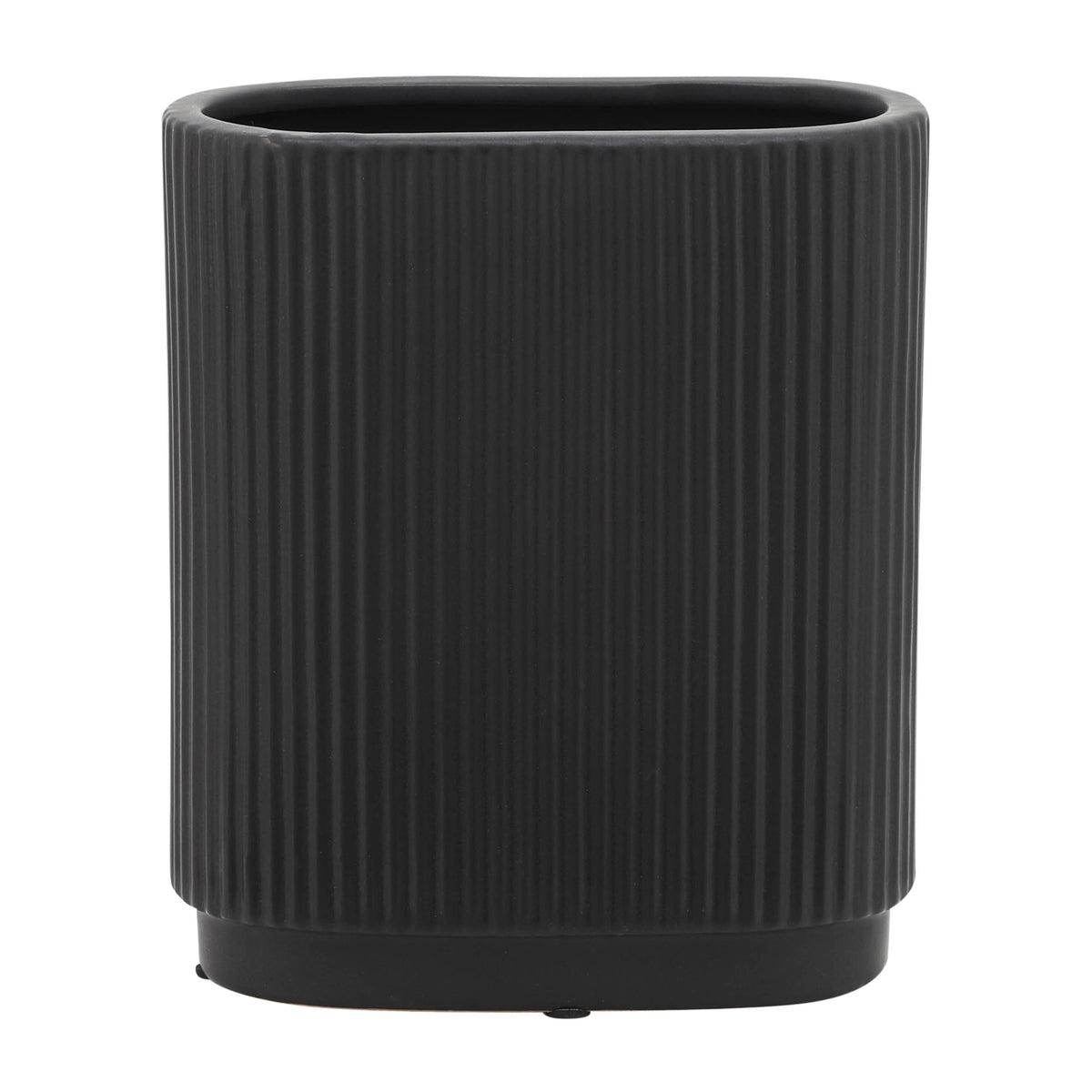 Citrona Black Ceramic Ridged Vase
