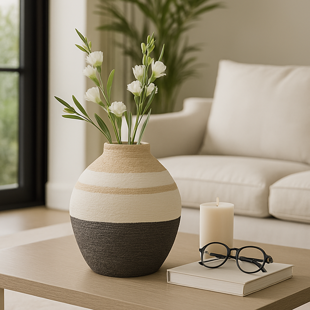Alicemill Tan/Ivory/Black Vase