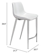 Magnus White & Silver Counter Stool (Set of 2)