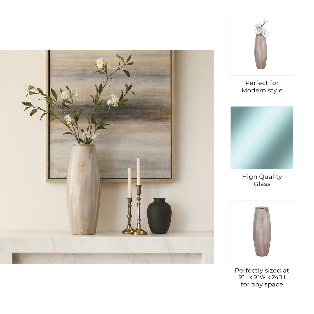 Atherton Multicolor Small Opal Finish Curved Glass Vase