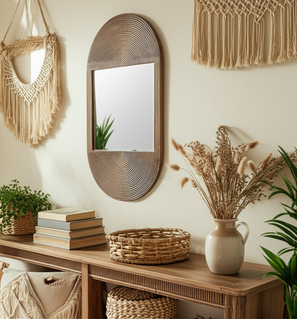 Santa Ysabel Brown Wood Oval Mirror