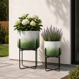 Nicoleham Green/White/Black Planters (Set of 2)