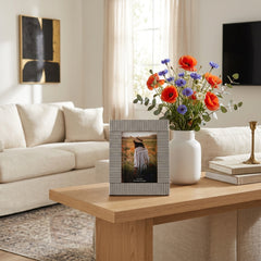 Worth Black/White Resin 4x6 Etched Lines Photo Frame