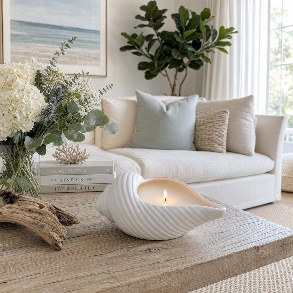 Orcutt White Sea Salt Shell Candle
