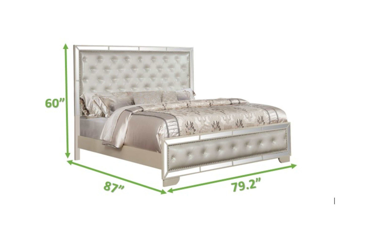 Madison Beige King Upholstered Bed - Ornate Home