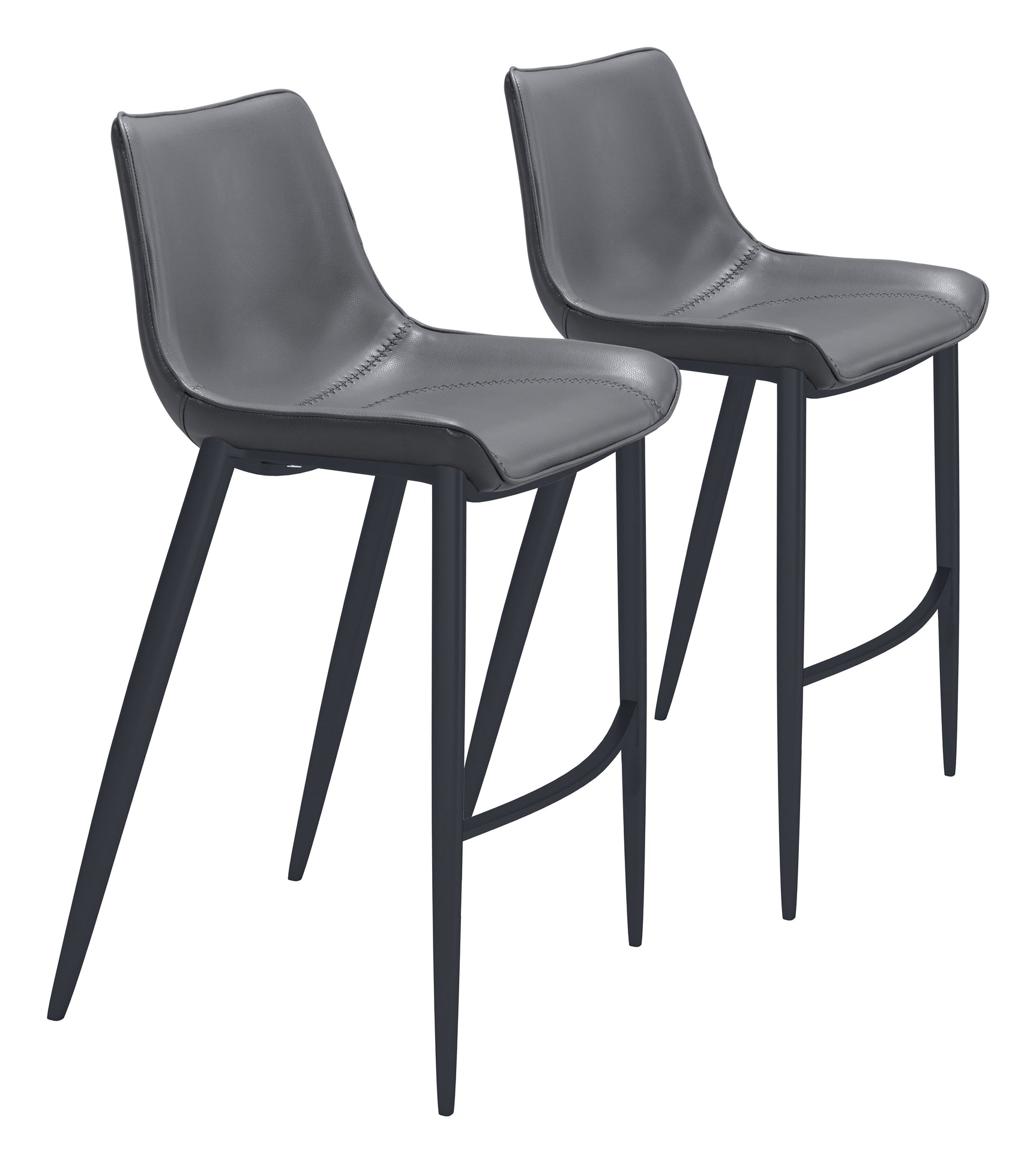 Magnus Dark Gray & Black Barstool (Set of 2)
