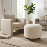 Conant Beige Round Ottoman with Ball Feet