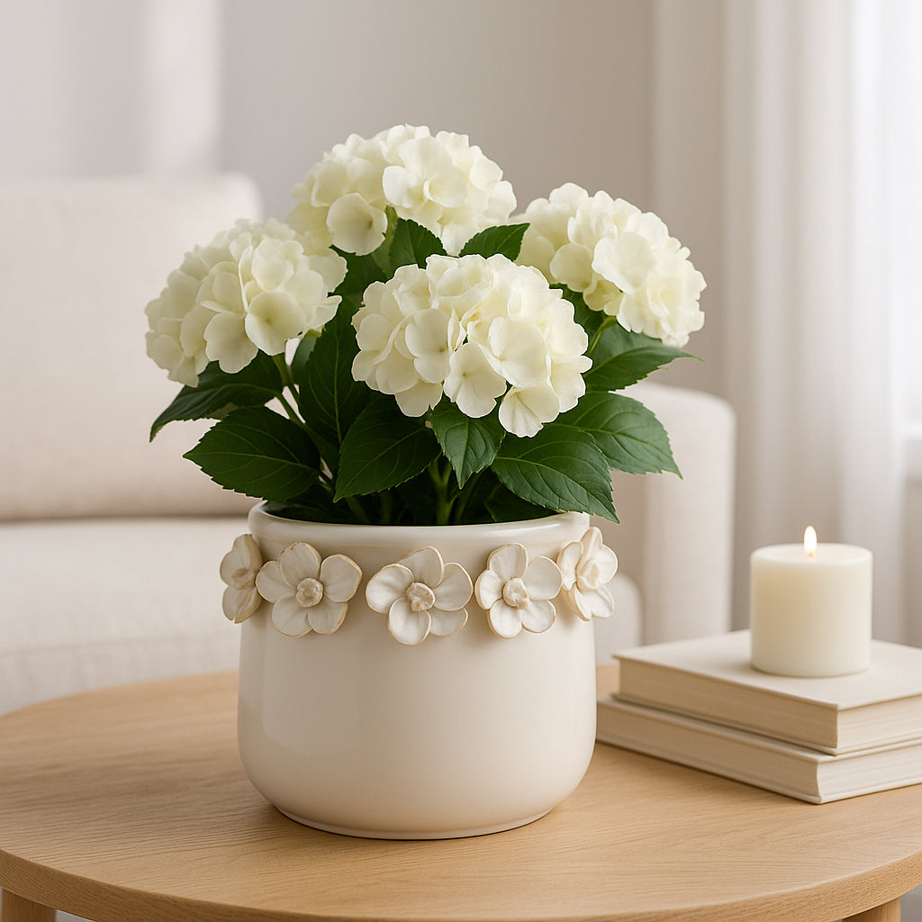 Crosbygrove Ivory Floral Applique Planter