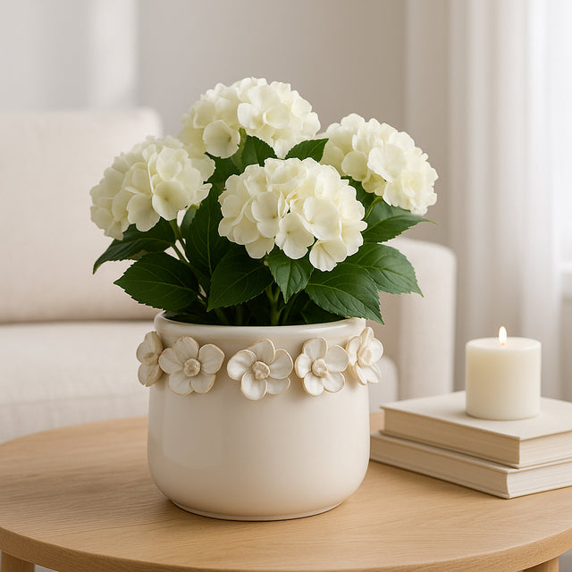 Crosbygrove Ivory Floral Applique Planter