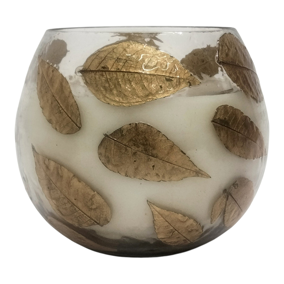 Mentone Brown/Clear Vanilla Pressed Leaf Candle
