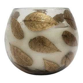 Mentone Brown/Clear Vanilla Pressed Leaf Candle