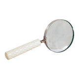 Four Points Ivory/Silver Diamond Carved Handle Magnifying Glass