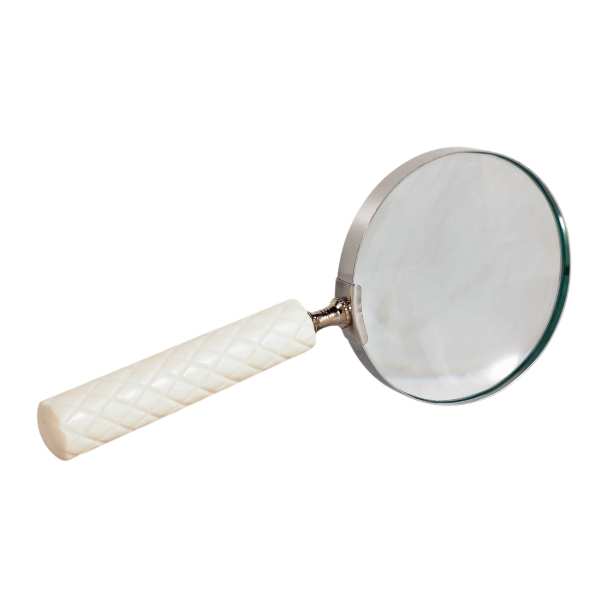 Four Points Ivory/Silver Diamond Carved Handle Magnifying Glass