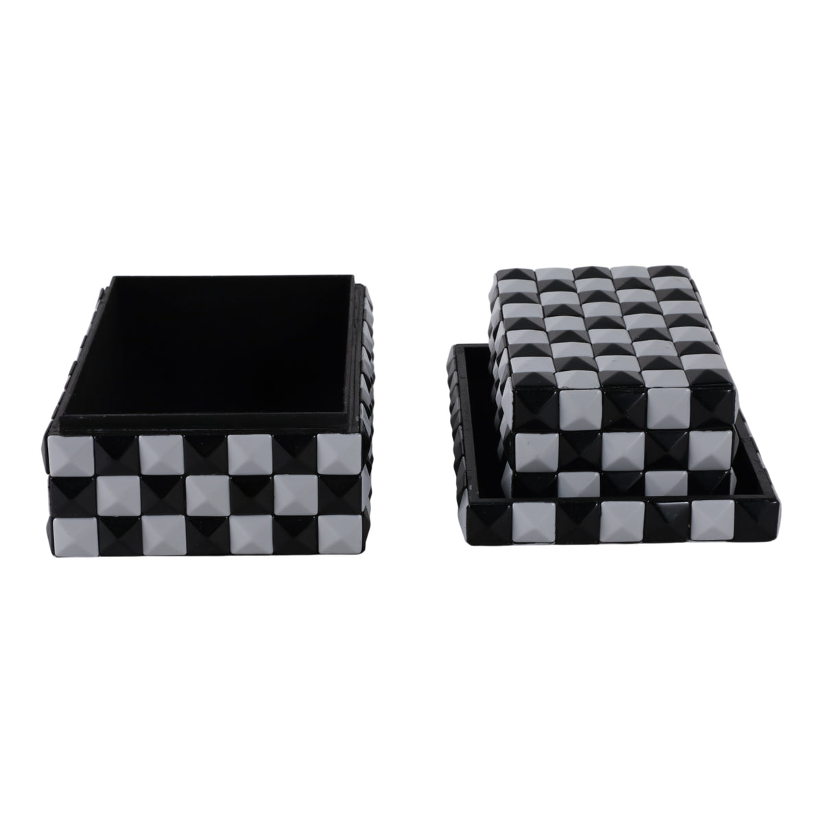 Cobb Black/White 3d Checkerboard Boxes (Set of 2)