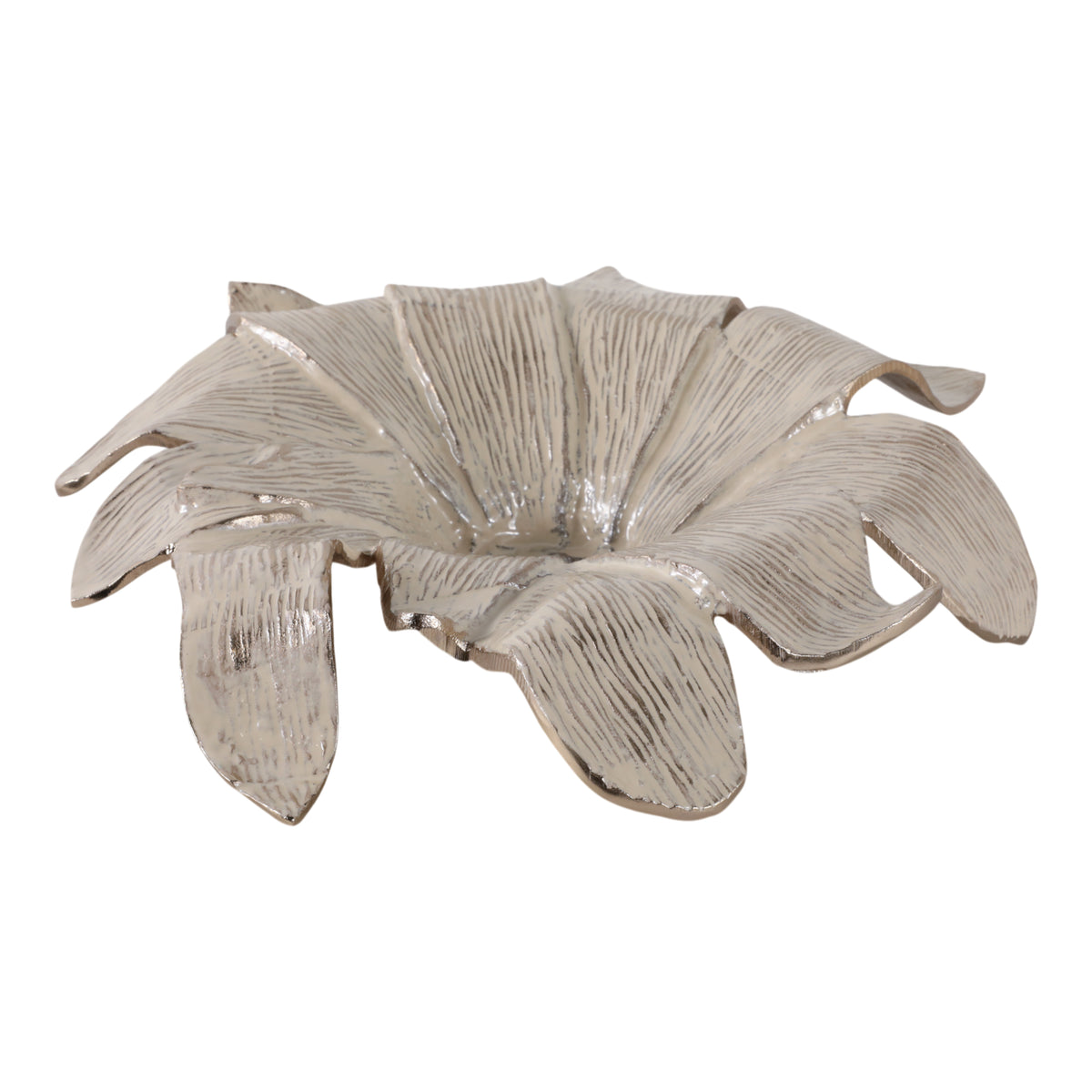 Valencia Ivory/Gold Blooming Flower Metal Bowl