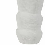Dinuba White Ceramic Waffle Texture Organic Vase