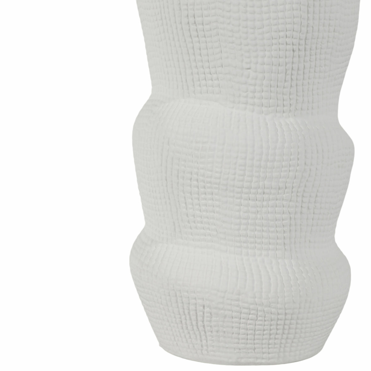 Dinuba White Ceramic Waffle Texture Organic Vase