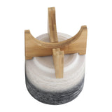 Erickson Gray Ceramic Planter on Wooden Stand