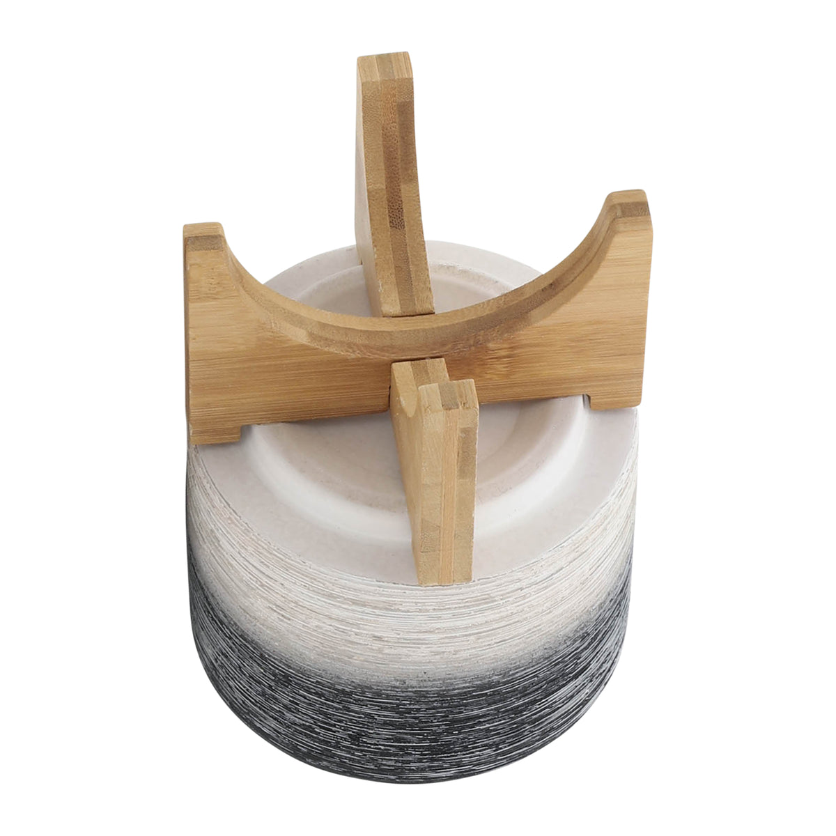 Erickson Gray Ceramic Planter on Wooden Stand