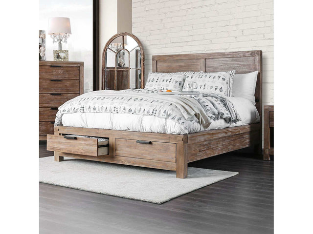 Wynton Weathered Light Oak Eastern King Bed w/ Storage - Ornate Home