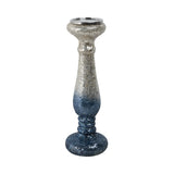 Woodman Silver/Blue Crackle Candle Holder