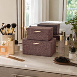 Evertonport Dark Brown/Gold Rounded Corner Boxes (Set of 2)