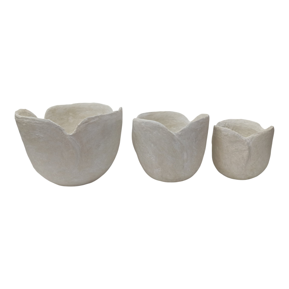 Winton White Tulip Paper Mache Planters (Set of 3)