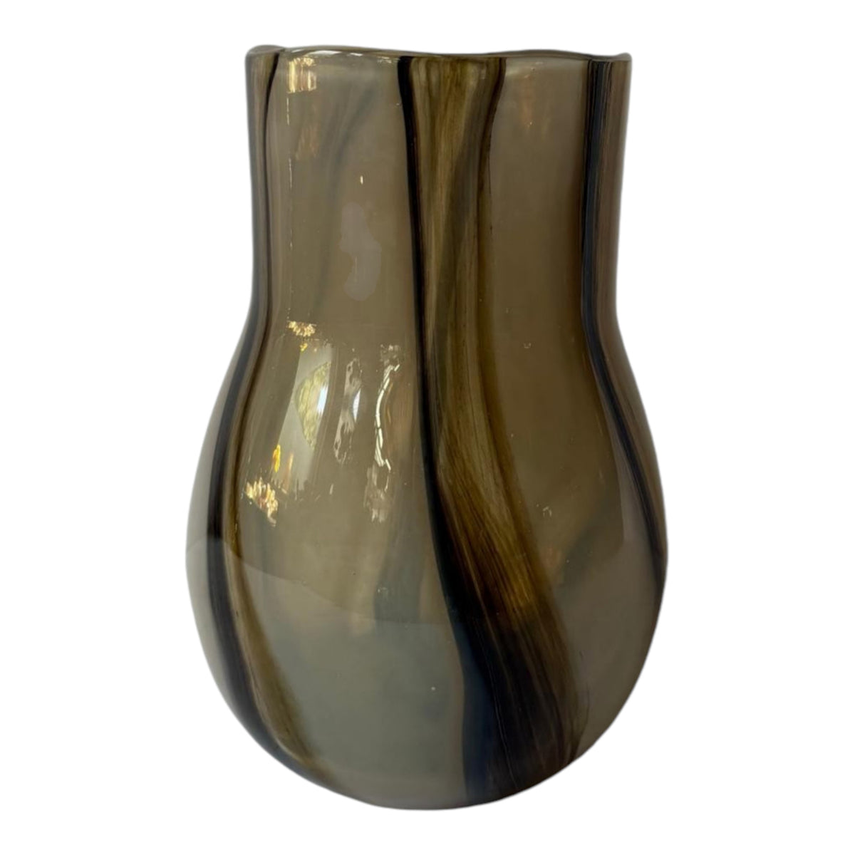 Alico Brown/Ivory Small Striped Hourglass Vase