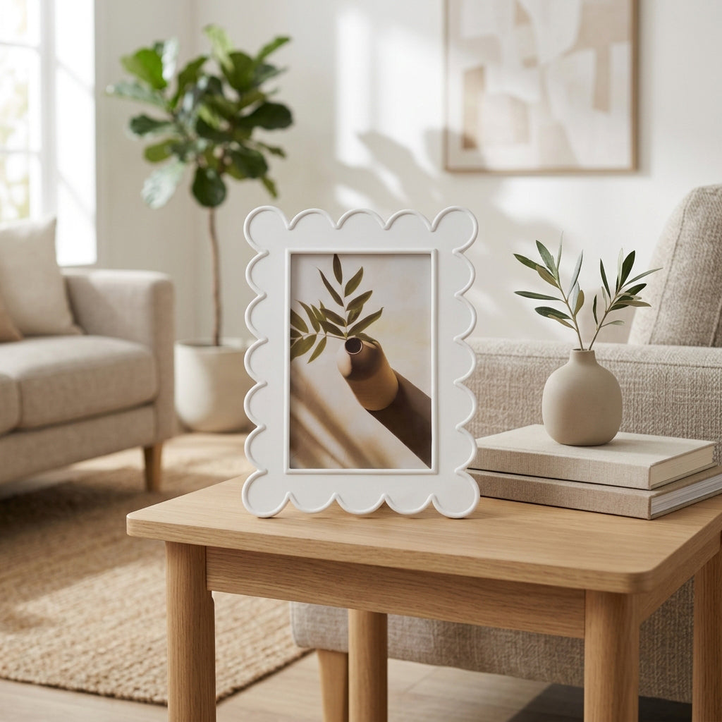 Duarte White 4x6 Scallop Edge Photo Frame
