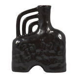 Rowen Black Ceramic Metallic Triple Handle Vase