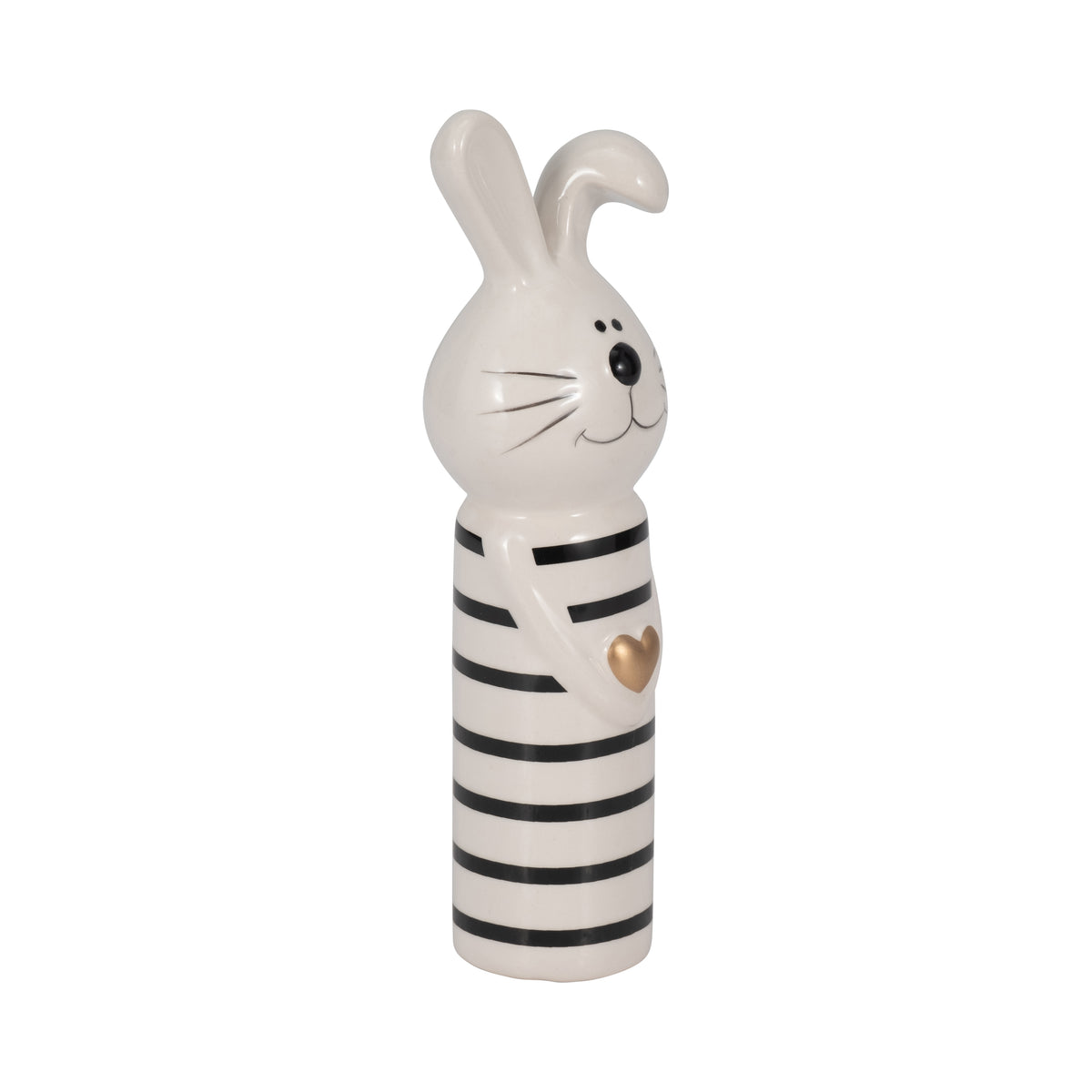 Glendora White/Black/Gold Small Lines Bunny with Heart