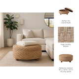 Beveridge Brown Waterhyacinth Storage Ottoman with Ball
