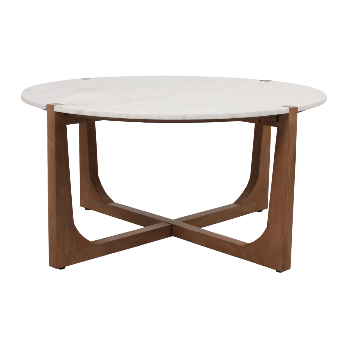 Keystone White/Brown Modern Coffee Table with Marble Top