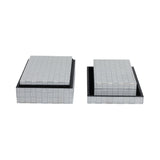Lyonsville White/Black Checkerboard Etched Boxes (Set of 3)