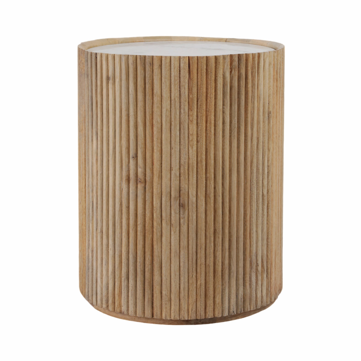 Prestonport White/Honey Storage Accent Table with Marble Top